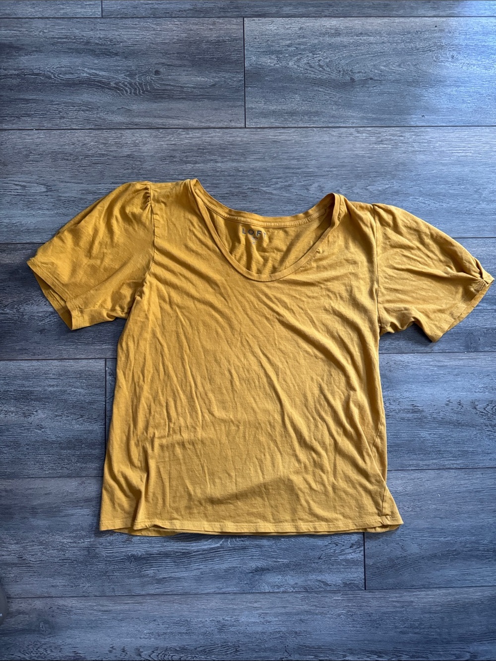 LOFT Mustard Scoop Neck Short Sleeve Tee